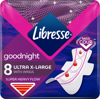 Гігієнічні прокладки Libresse Ultra Goodnight Extra Large нічні 7 крапель, 8 шт