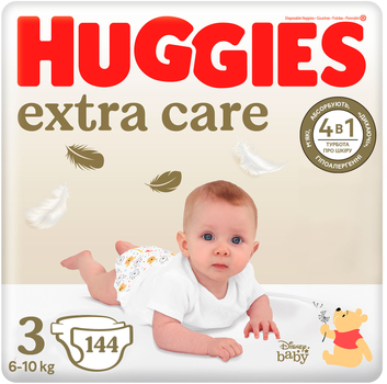Упаковка підгузок Huggies Extra Care Mega 3 6-10 кг 144 шт (2 пачки по 72 шт) (5029053578095_1)
