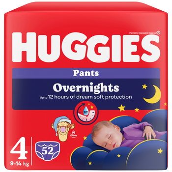 Упаковка підгузок-трусиків Huggies Overnights Pants 4 9-14 кг 52 шт (2 пачки по 26 шт) (5029053581088_1)