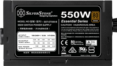 Блок живлення Silverstone Strider V1.2 550W 80+Bronze (SST-ET550-B)