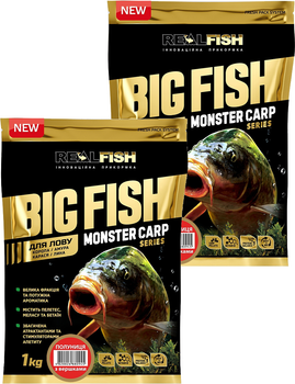 Прикормка Real Fish Біг Фіш короп полуниця з вершками 1 кг 2 упаковки (4820026880945)