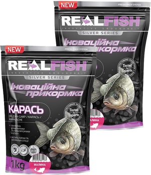 Прикормка Real Fish Карась (Малина) 1 кг 2 упаковки (4820026881133)