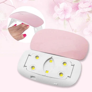 Лампа мини для полимеризации гель лака SUN гибридная ультрафиолетовая UV LED 6W от USB для наращивания маникюра педикюра, Розовая