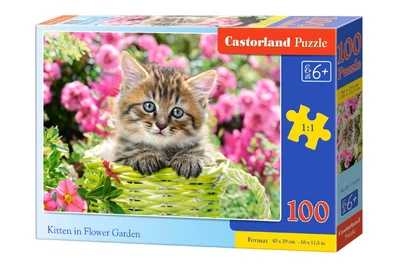 Пазлы Castorland 100 элементов "Котенок в цветущем саду" (B-111039)
