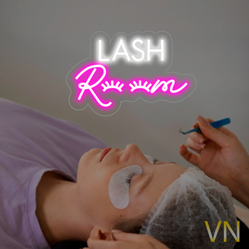 Неоновая вывеска для бьюти салона «Lash room» 95x58 см