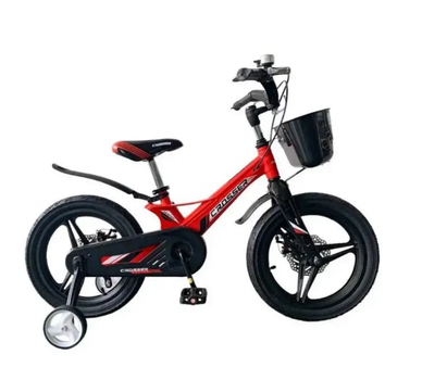 Дитячий велосипед Crosser Hunter Premium 16″ червоний з дисковими механічними гальмами 1 швидкістю магнієвою рамою надувними колесами і максимальним вагою до 60 кг