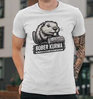 Мужская футболка B&C Collection с принтом Бобер Курва Bober Kurwa, M Белый