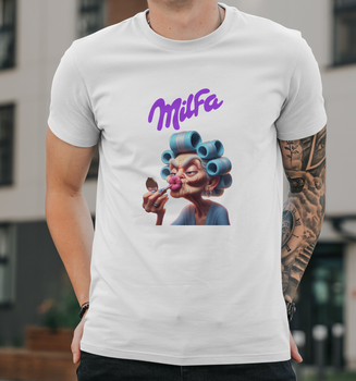 Мужская футболка B&C Collection с принтом Milfa Милфа 2, S Белый