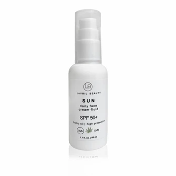 Крем-флюид для лица с SPF UV 50+ высокая защита для ежедневного ухода с коноплей Lavril Beauty 50ml