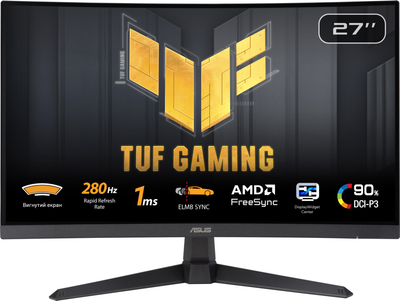 Монитор 27" ASUS TUF Gaming VG27VQM1B (90LM0A81-B01170) -- FullHD / VA / 280Hz / 1 мс / FreeSync Premium / GameFast Input / Shadow Boost / Speakers 2W