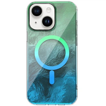 Яскравий чохол Shiny Mountain (Блискуча гора) для Apple Айфон 14/ Айфон 13 з технологією MagFit Green / Blue