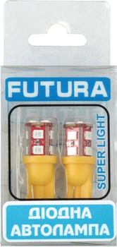 Лампочка без цоколя LED T10_W5W SMD жовта 12-діодів 12V W2.1x9.5d (Futura) (к-т. 2шт.) 70515