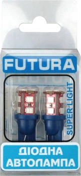 Лампочка без цоколя LED T10_W5W SMD синяя 12-диодов 12V W2.1x9.5d (Futura) (к-т. 2шт.) 70512