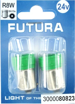 Лампочка 1-но конт. груша зеленая LED SMD 24V 6-диодов R8W BA15s (Futura) (к-т.-2шт.) 80823