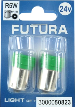 Лампочка 1-но конт. черешня зеленая LED SMD 24V 6-диодов R5W BA15s (Futura) (к-т.-2шт.) 50823