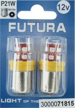 Лампочка 1-но конт. груша желтая LED SMD 12V 24-диоди R10W BA15s (Futura) (к-т.-2шт.) 71815