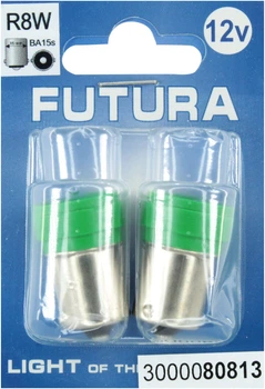 Лампочка 1-но конт. груша зеленая LED SMD 12V 6-диодов R8W BA15s (Futura) (к-т.-2шт.) 80813