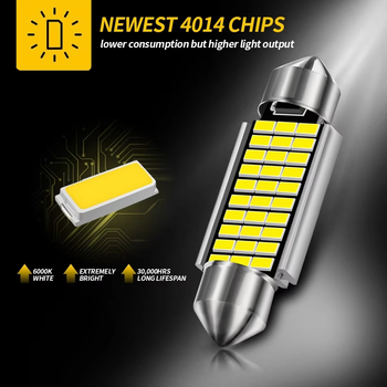Лампа діодна освітлення салону, номерного знаку 12V C10W; T10.5x43; SV8.5; 6000k біле світло ( ALB-C10W-LED6000-35 )