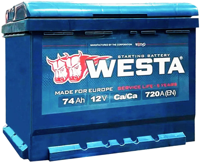 Автомобильный аккумулятор WESTA 74 Ah / 720 A Premium R (0) (+/-) (276x175x190) WPR740