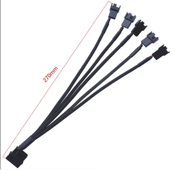Перехідник живлення для кулерів з MOLEX (молекс) ->5 шт 27см 4 pin роз'єм, (всередині 2 pin +12в - 12в) hub кулер fan Чорний