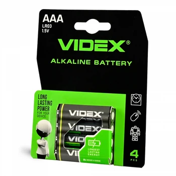 Батарейка мізінчікова лужна Videx LR03/AAA 4шт BLISTER (LR03/AAA 4)