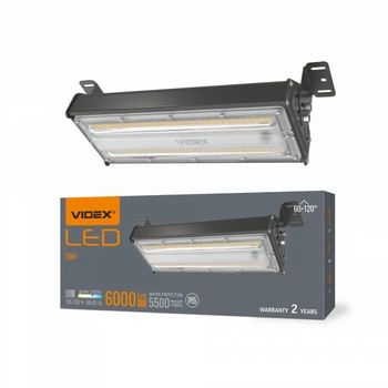 LED светильник высотный линейный (28,5см) VIDEX 50W 5000K IP65, 220V