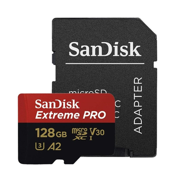 Карта пам'яті microSDXC (UHS-1 U3) SanDisk Extreme Pro A2 128Gb class 10 V30 (R200MB/s,W90MB/s) (adapter) (SDSQXCD-128G-GN6MA)