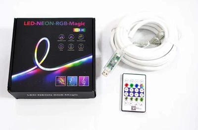 Неонова стрічка LED довжина 5м від USB Підключення через програму на телефоні, управління пультом та Bluetooth U колір освітлення RGB-IC