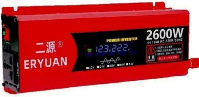 Преобразователь напряжения инвертор Eryuan 2600W LCD DC/AC 12V-220V с чистой синусоидой и вольтметром