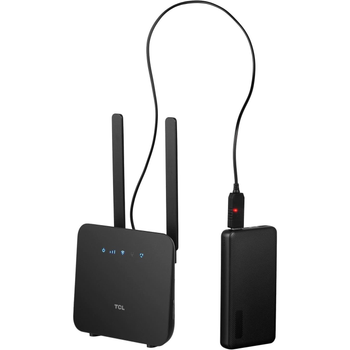 Маршрутизатор TCL LINKHUB (HH42CV2) LTE, Wi-Fi4, 1xFE LAN/WAN, 1xFE LAN, 2xSMA, Чорний + Power Bank 20000мА · рік + USB-DC кабель 5В-12В (694743657296)
