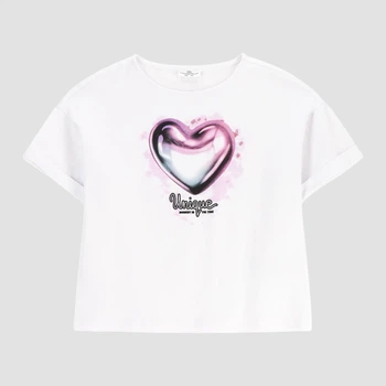 Детская укороченная футболка для девочки Coccodrillo Cosmic Girl Junior WC5143201CGJ-001 134 см Белая (5904986521069)