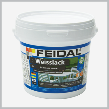 Акриловая эмаль Weisslack Feidal (белая, шелковисто-матовая) 1л