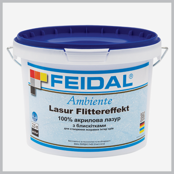 Лазурь акриловая с блестками для отделки поверхностей Lasur Flittereffekt Feidal 2,5л