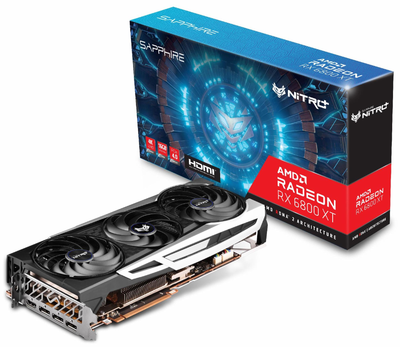 Видеокарта Sapphire NITRO+ Radeon RX 6800 XT, 256-bit, HDMI 2.1/DP, 16GB GDDR6, RDNA 2, DirectX 12 Ultimate, Tri-X Cooling (RX 6800 XT NITRO+) - Certified Refurbished