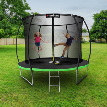 Батут дитячий 10ft (312cm) Outtec Premium чорно-сірий із внутрішньою сіткою, батут садовий для дітей