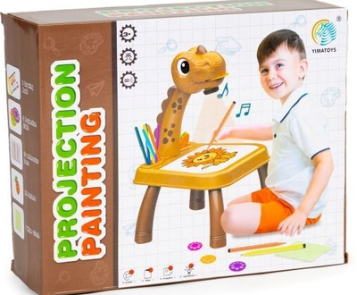 Projektor do rysowania EcoToys dinozaur 12 flamastrów 24 wzory żółty HC549653 (5903769979516)