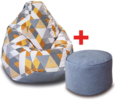 Крісло Груша Mosaic Yellow розмір L + Подарунок Пуф круглий