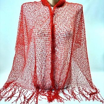 Легкий летний ажурный шарфик Ashma 180х60см Красный