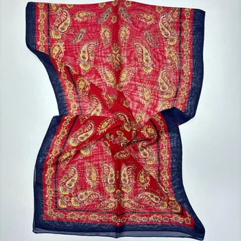Шифоновый летний шарфик Ashma 160х50см Бордово - синий