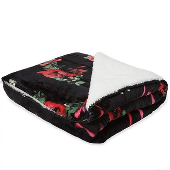 Плюшевий плед Victoria's Secret Sherpa Blanket Black Roses Ribbons