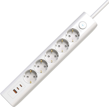 Сетевой удлинитель Electrum с заземлением и выключателем 2 Type-C+USB, 5 розеток 3 м (C-ES-1991)