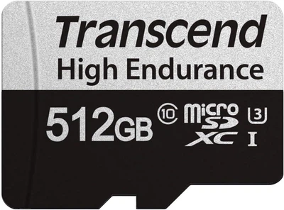 Карта памяти Transcend 512GB microSD w/ adapter U1, High Endurance (170TB) (TS512GUSD350V) (FFSDTR02110)