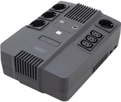 Джерело безперебійного живлення Digitus All-in-One, 800VA/480W, LED, 4xSchuko/3xC13, RJ45, USB (DN-170111)
