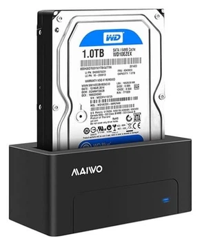 Внешний карман Maiwo для HDD 2,5"/3,5" SATA через USB3.0 безвинтов. крепление пластик черн. (K308P)