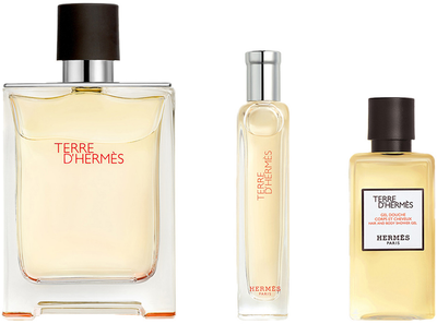 Zestaw męski Hermes Terre D'hermes Woda toaletowa 100 ml + Woda toaletowa 15 ml + Żel pod prysznic 40 ml (3346130438342)