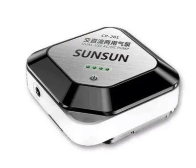 Компрессор для аквариума SunSun CP-201 одноканальный на аккумуляторе 1.5 Вт 5 л/мин до 250 л