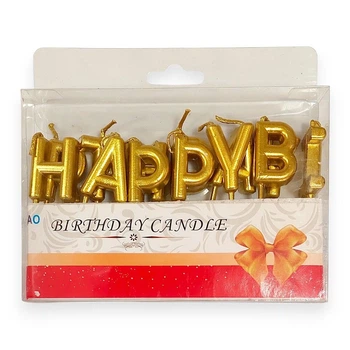 Свічки-букви для торта Happy Birthday GOLD розмір 1 літери 2.5х2 см