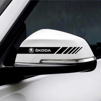 Наклейки на зеркала Skoda полоса 19,5*2,0 cм чёрный