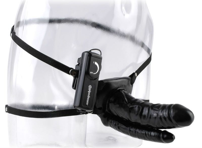 Страпон з вібрацією для подвійного проникнення Fetish Fantasy Double Penetrator Vibrating Hollow колір чорний (14256005000000000)