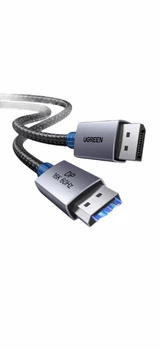 Кабель DisplayPort 16K Ugreen DP131 DP to DP 2.1 с нейлоновой оплеткой, 16K/60Hz, 80 Gbps для ПК, ноутбуков, TV 1m Grey (55567)